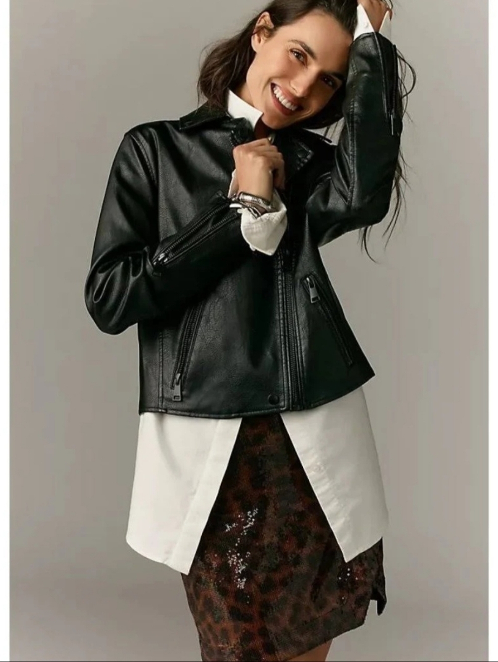 Anthropologie Black Faux Leather Moto Jacket NWOT Sz S